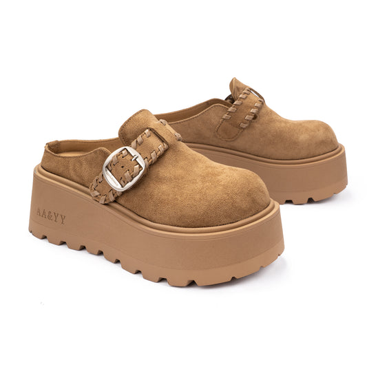Chunky Platform Suede Mules