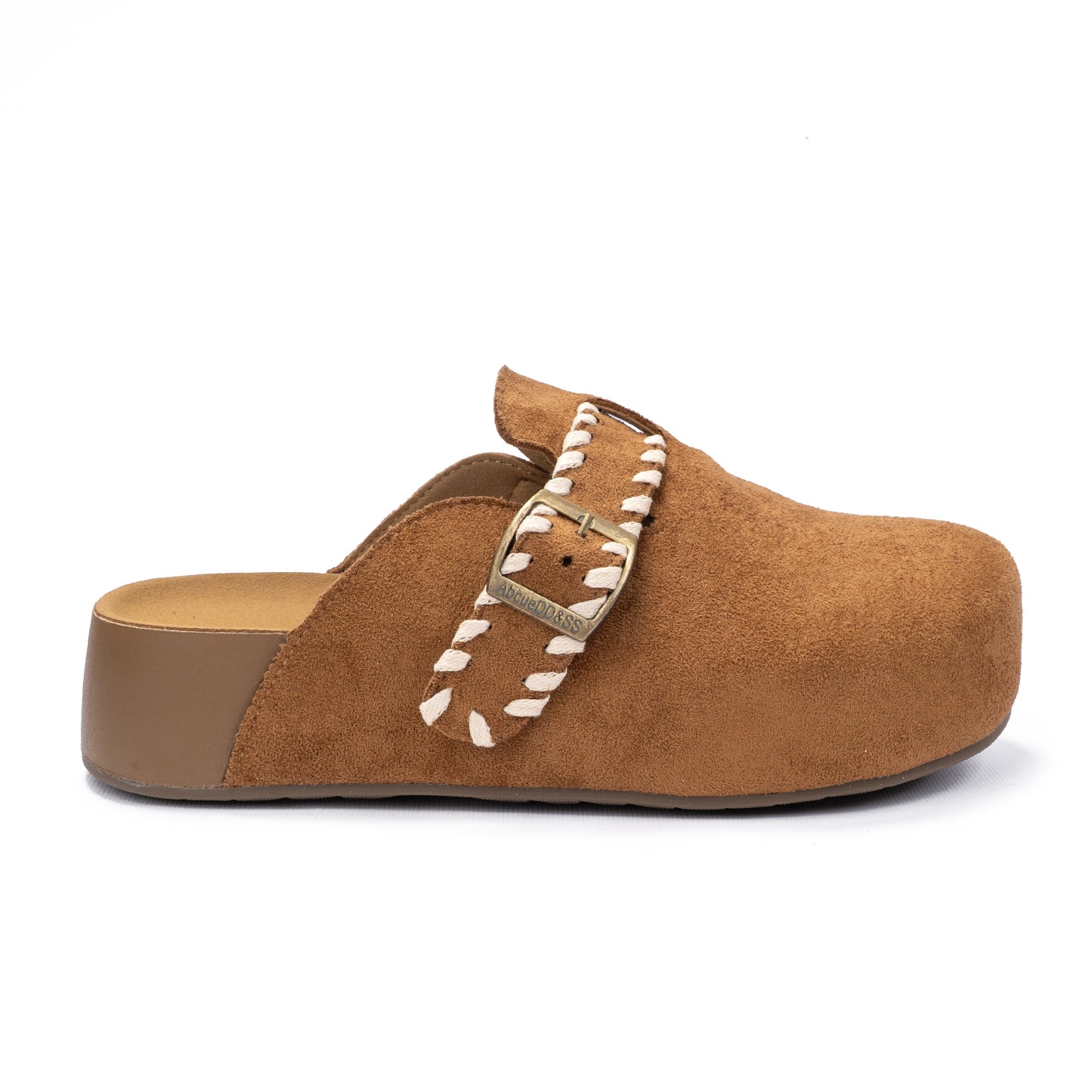 Boho Stitched Suede Mules