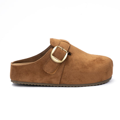 Premium Suede Platform Buckle Mules