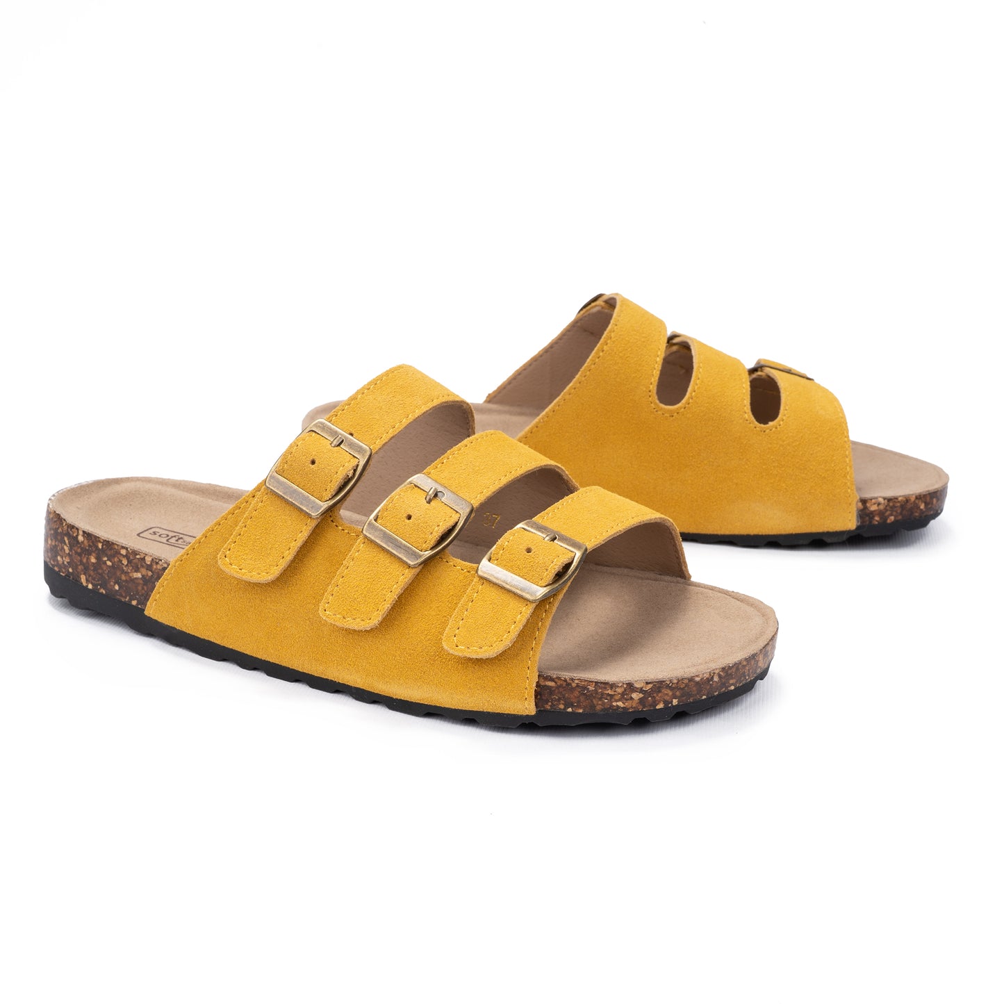 Triple Strap Suede Slides
