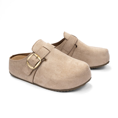 Premium Suede Platform Buckle Mules
