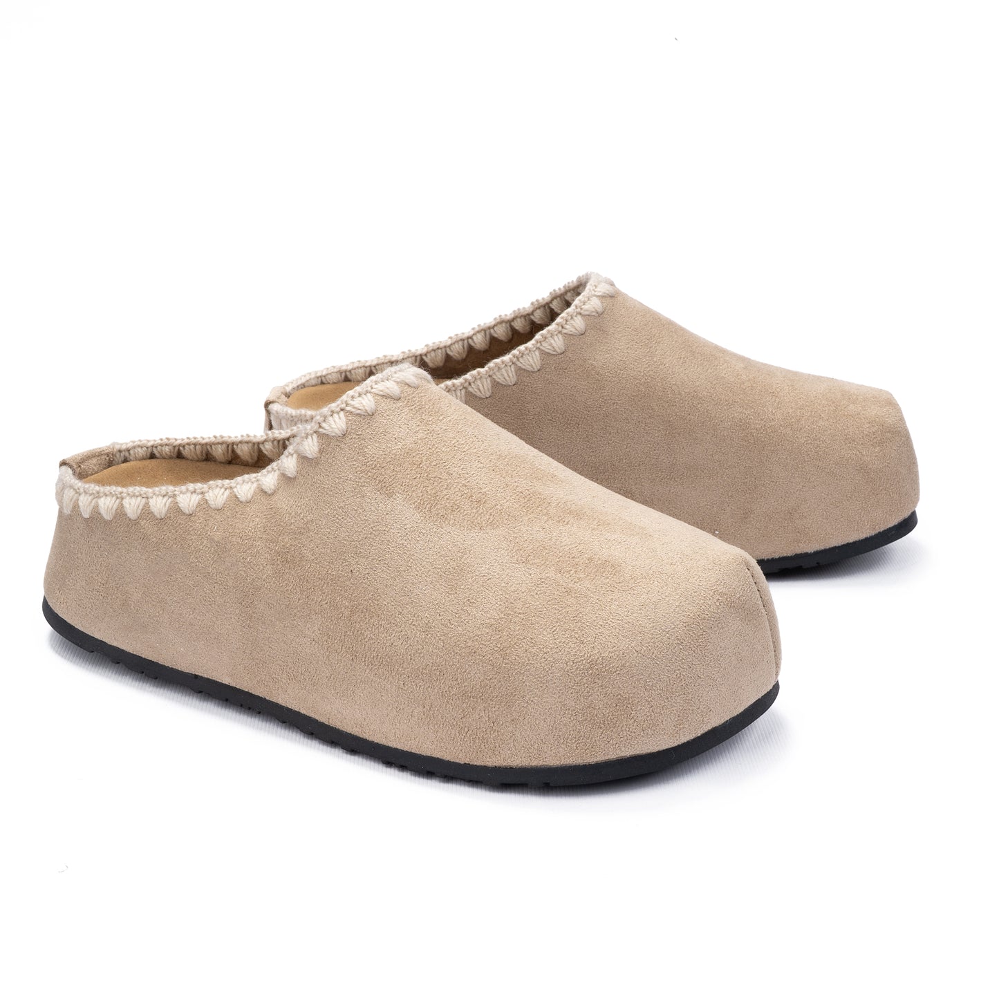 Stitched Suede Mules