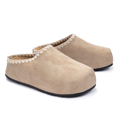 Stitched Suede Mules