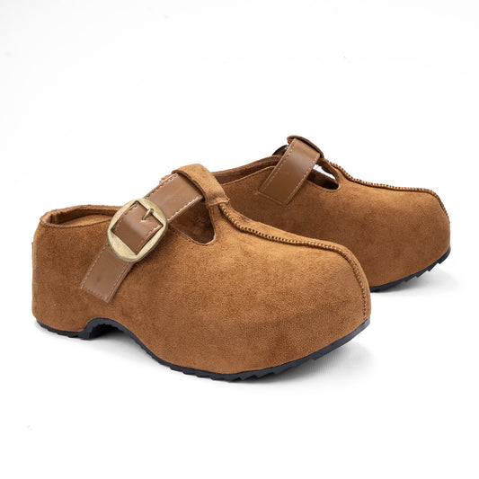 Classic T-Strap Suede Mules