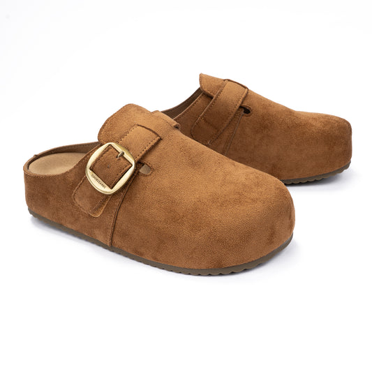 Premium Suede Platform Buckle Mules