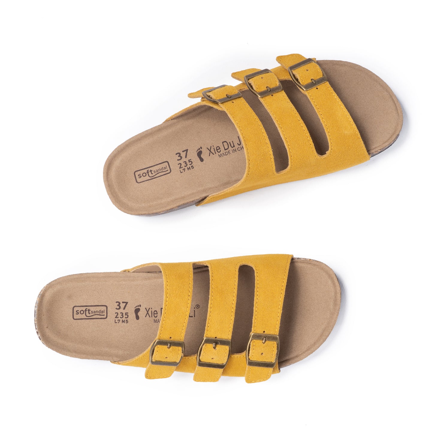 Triple Strap Suede Slides