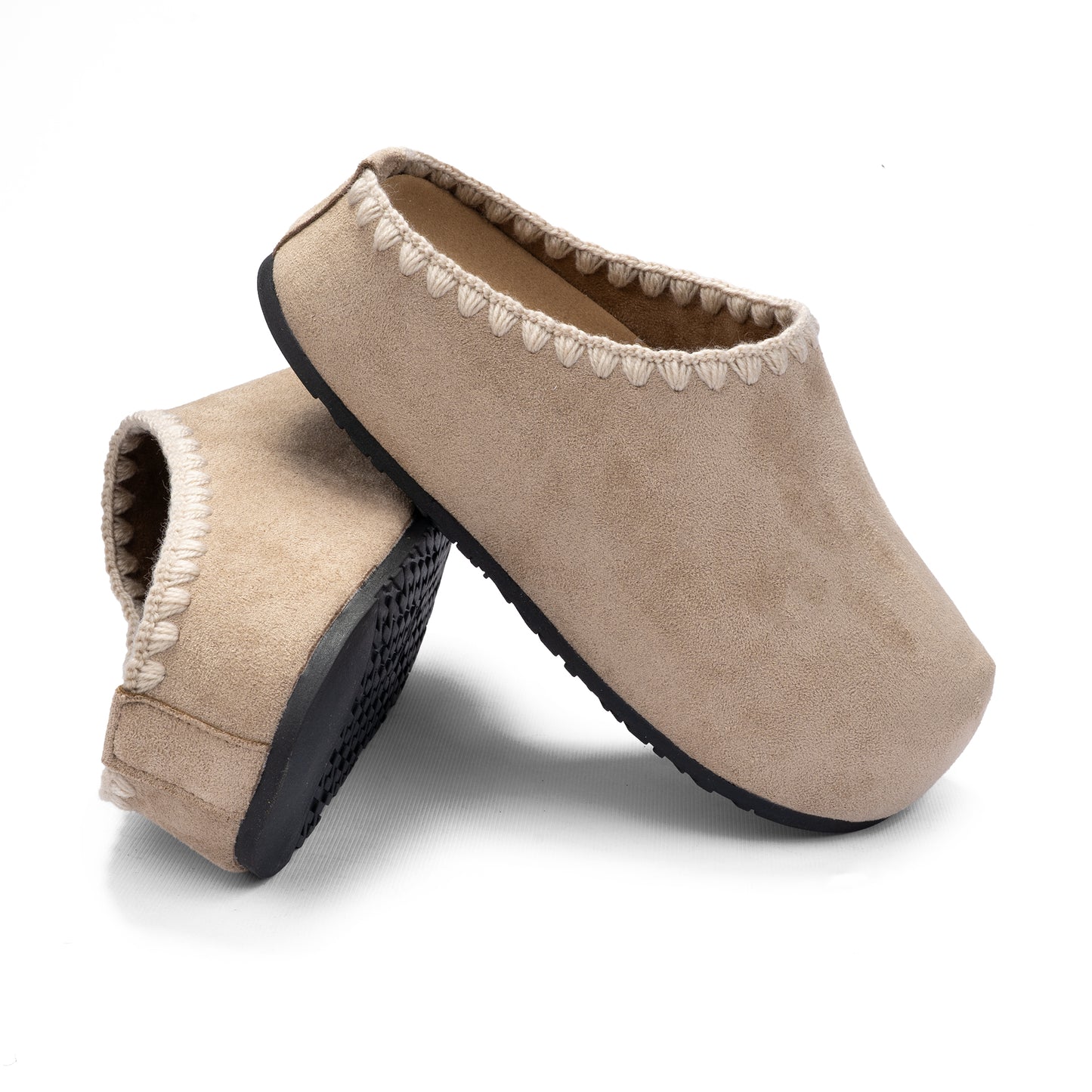 Stitched Suede Mules