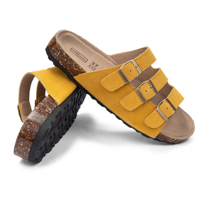 Triple Strap Suede Slides