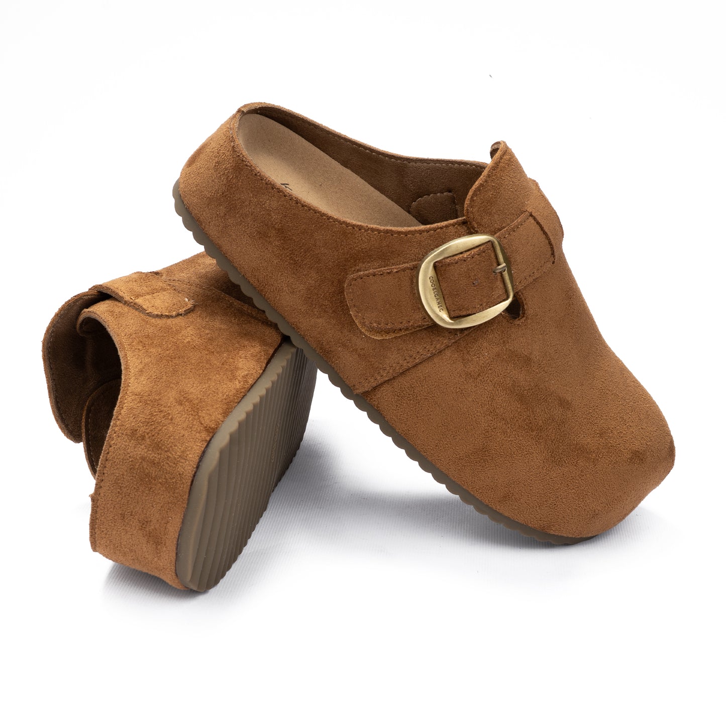 Premium Suede Platform Buckle Mules