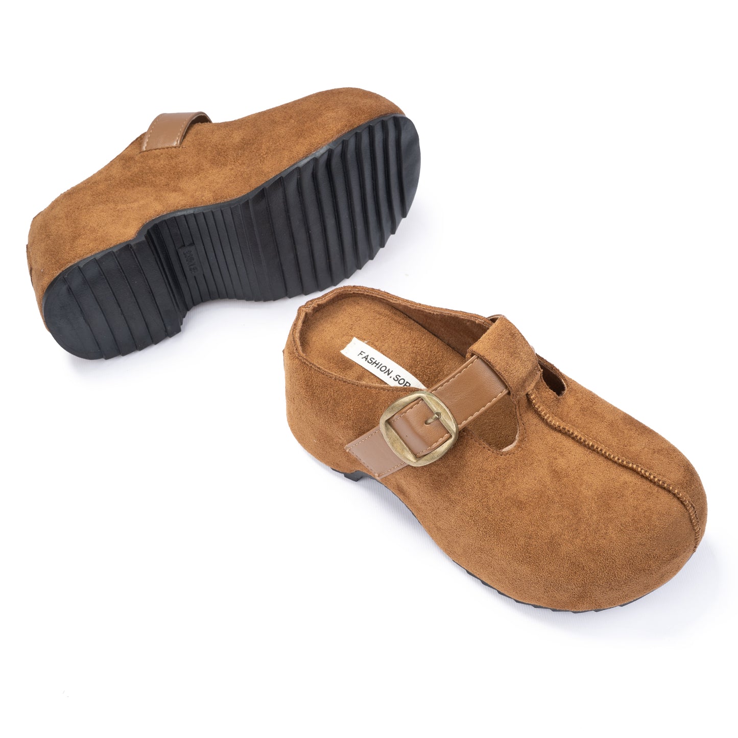Classic T-Strap Suede Mules