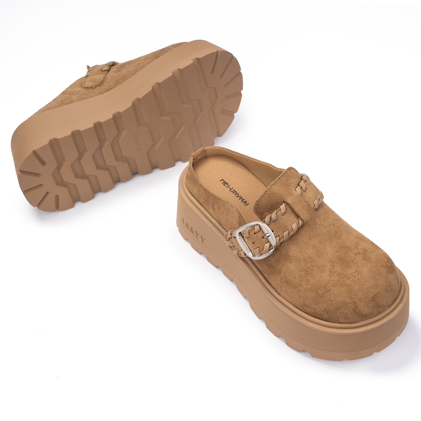 Chunky Platform Suede Mules