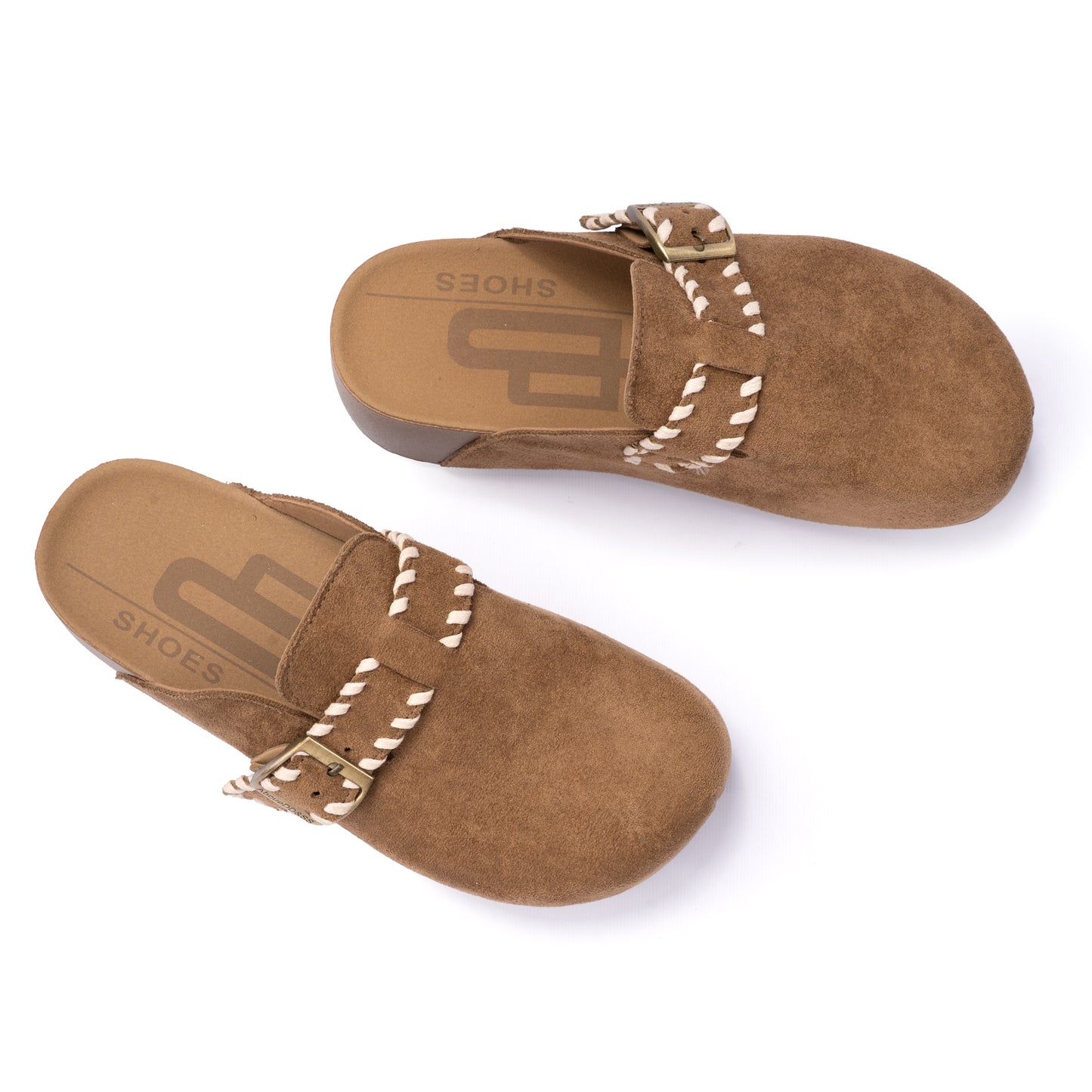 Boho Stitched Suede Mules