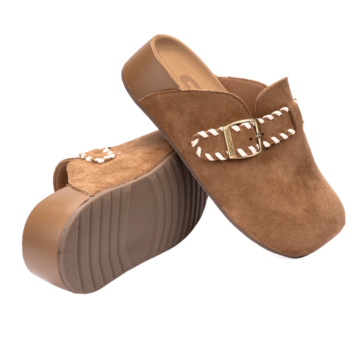 Boho Stitched Suede Mules