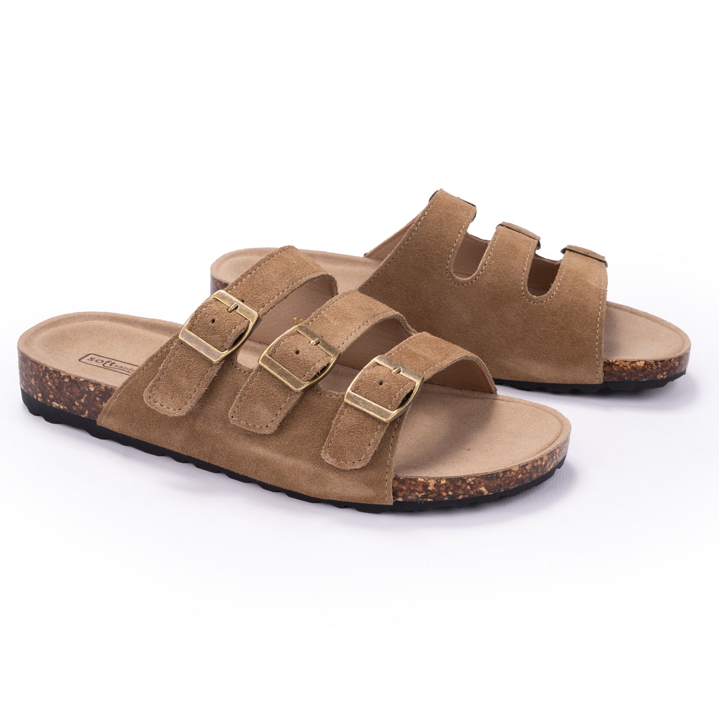 Triple Strap Suede Slides