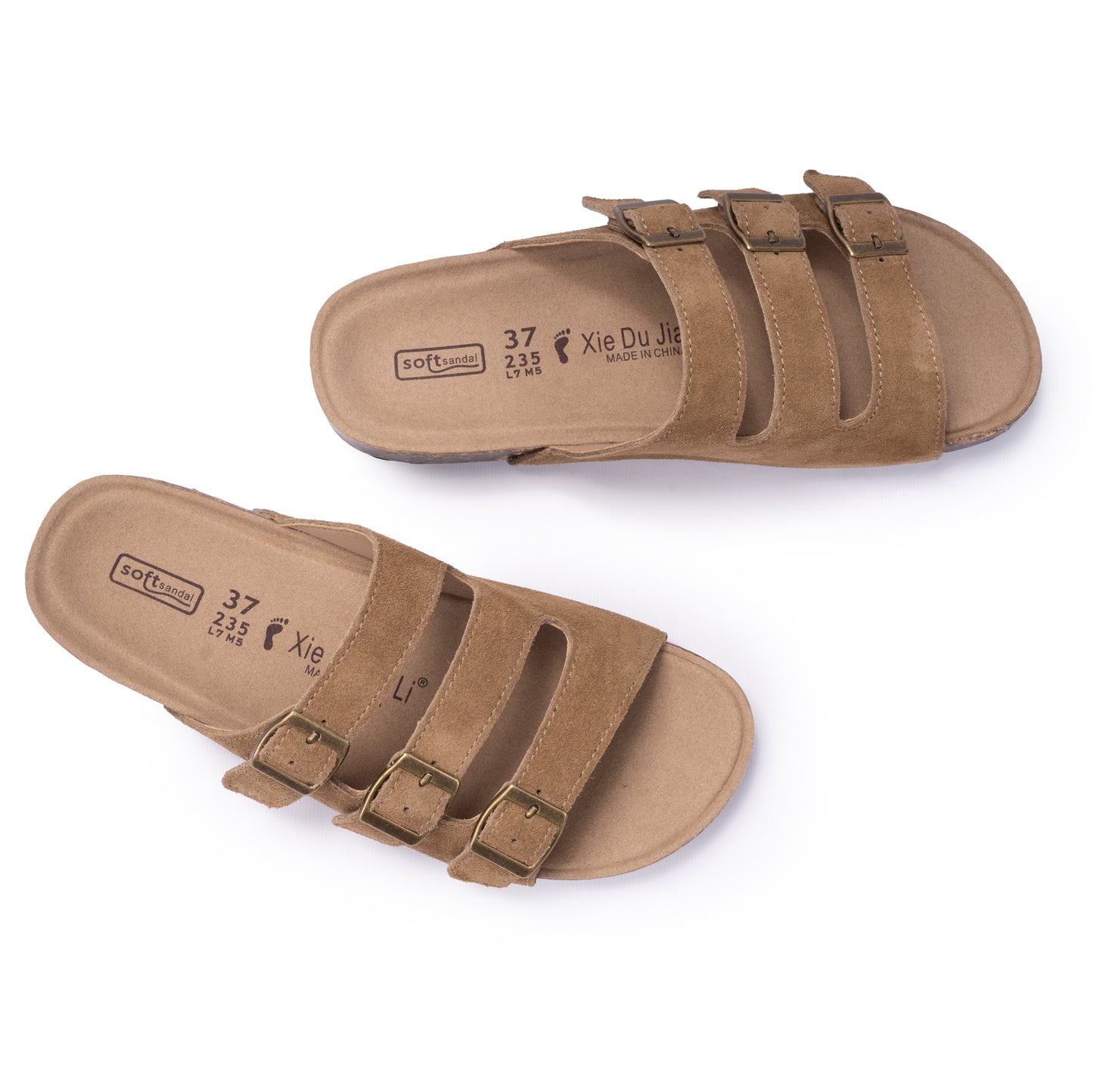 Triple Strap Suede Slides
