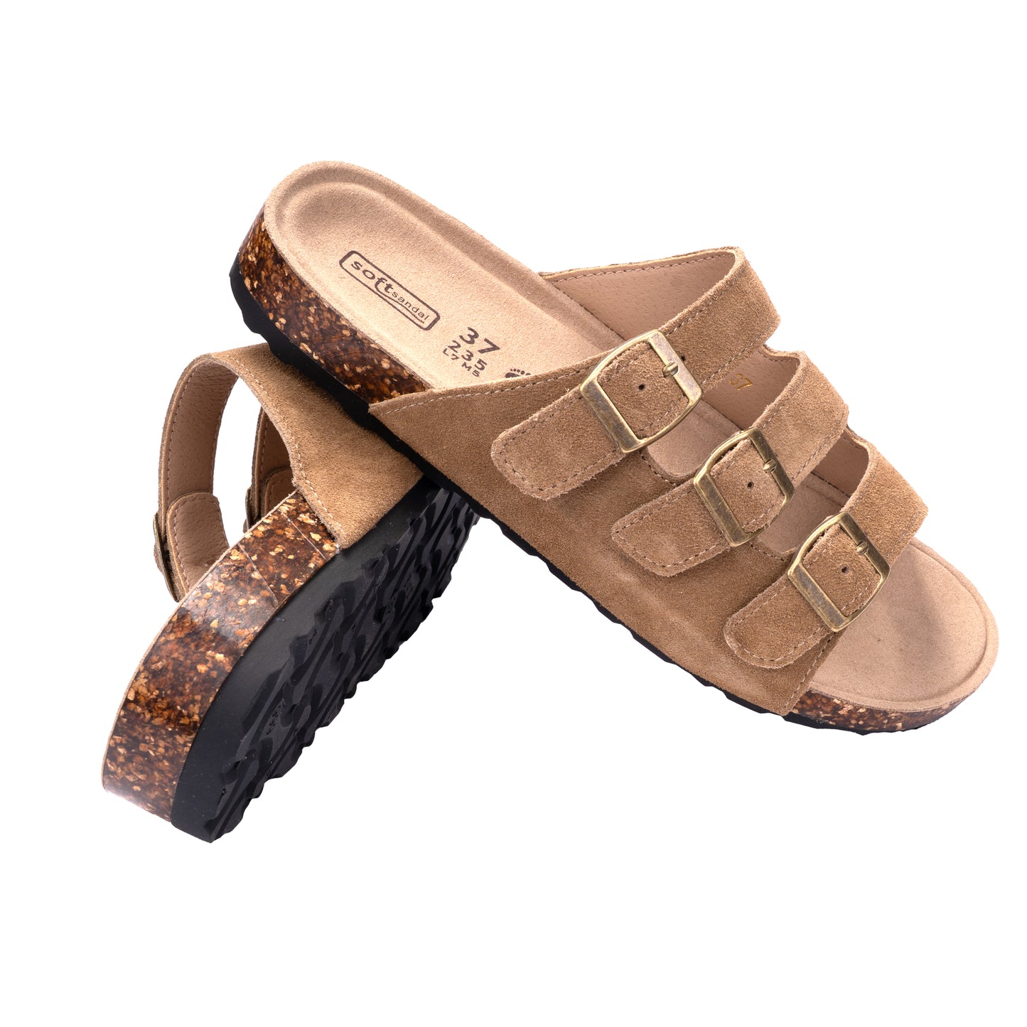 Triple Strap Suede Slides