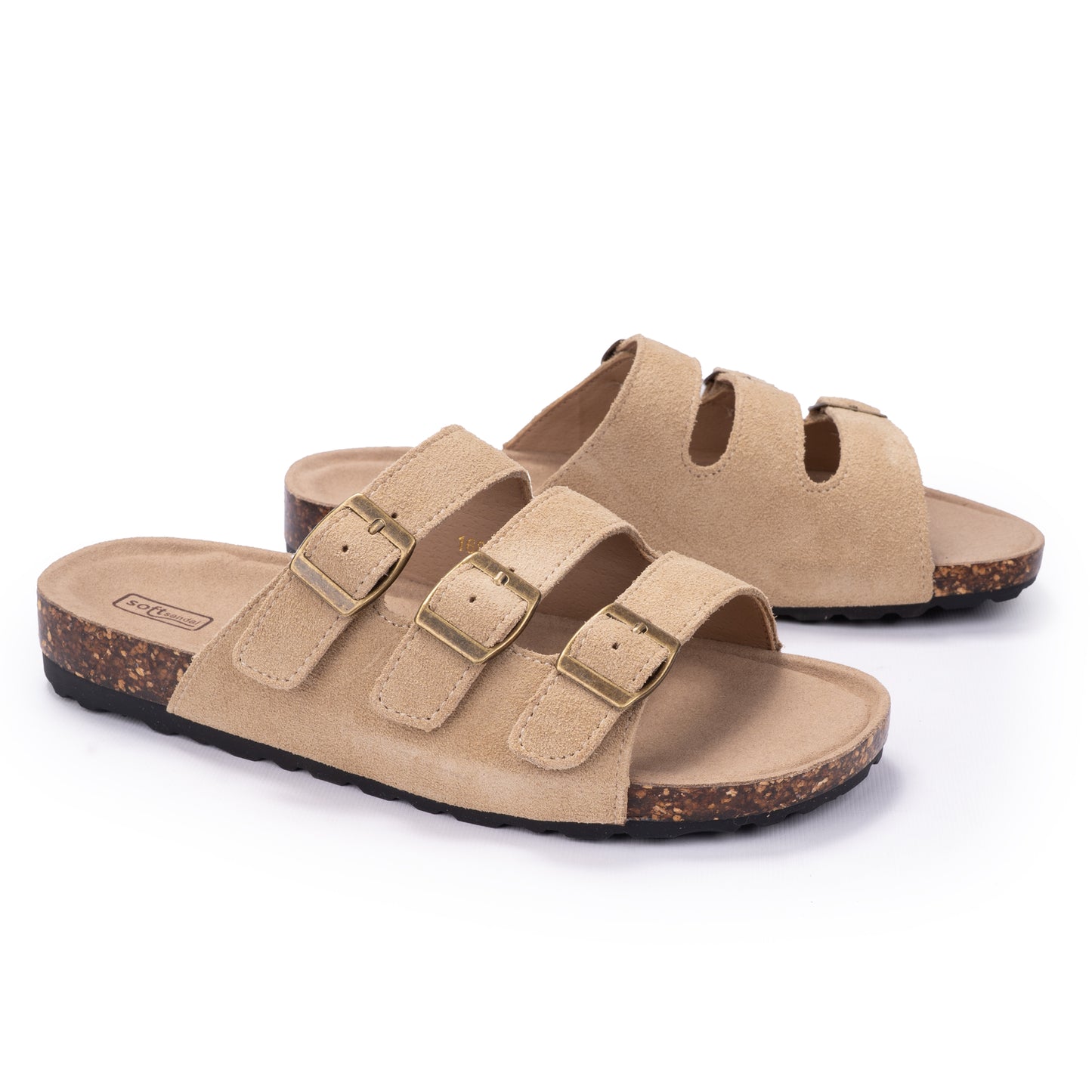 Triple Strap Suede Slides
