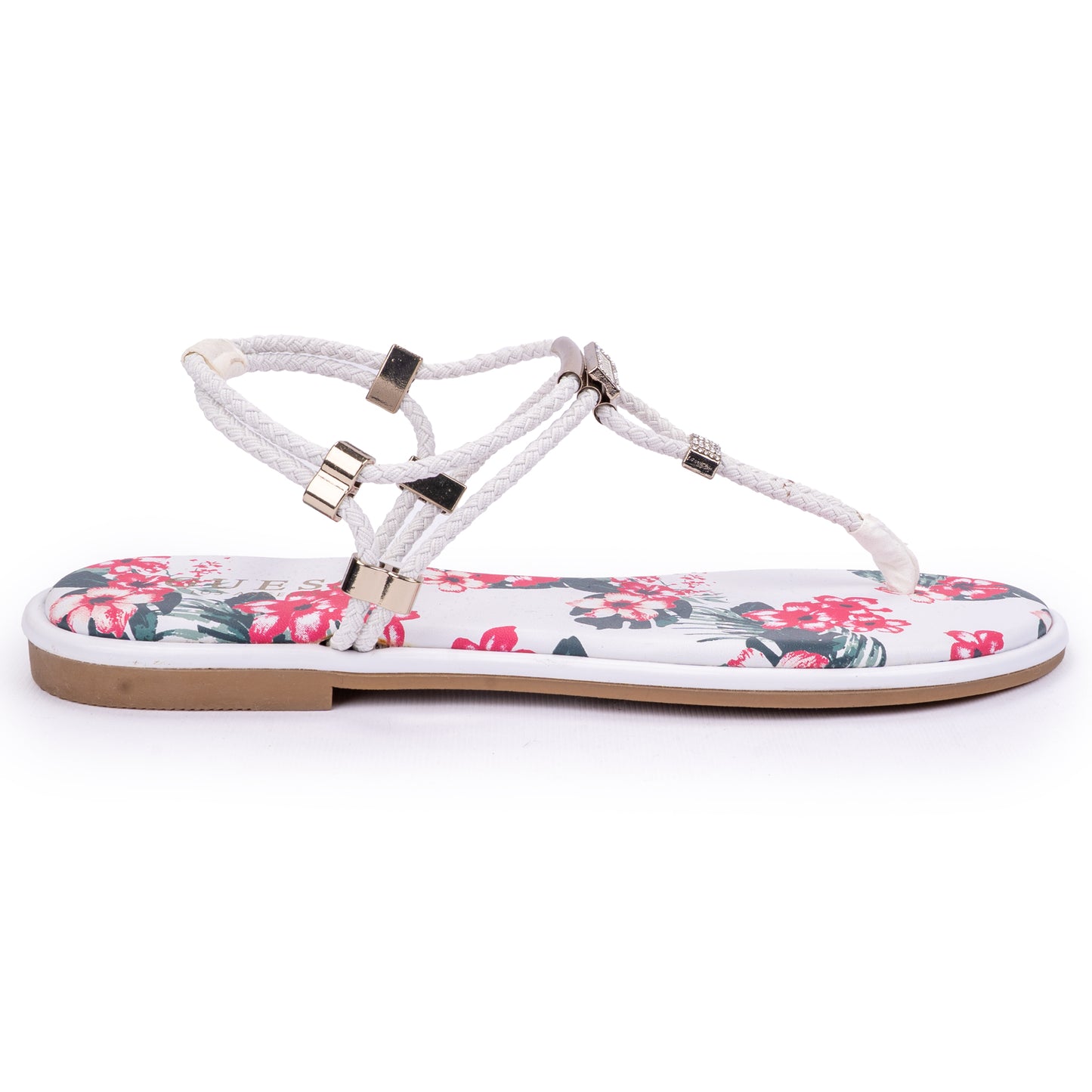 Guess Floral Braided Flat Sandals