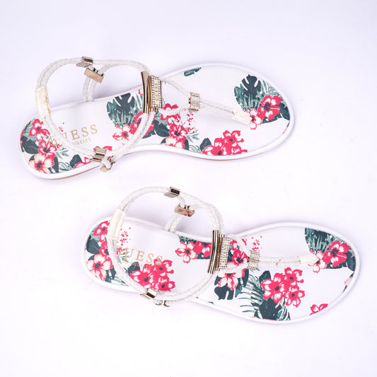 Guess Floral Braided Flat Sandals