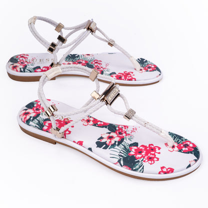Guess Floral Braided Flat Sandals