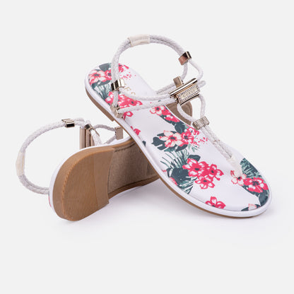 Guess Floral Braided Flat Sandals