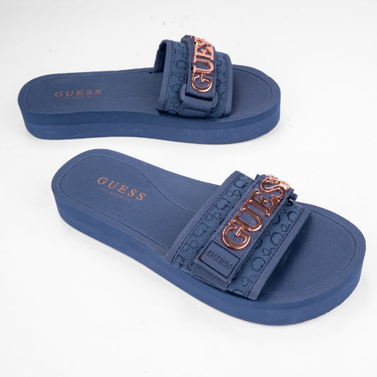 Guess Platform Logo Slides Navy Blue