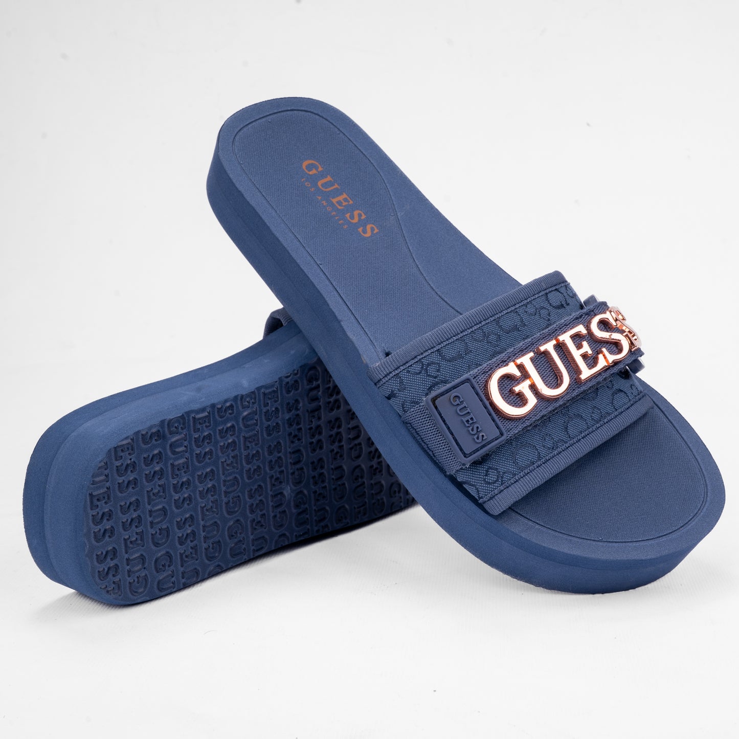 Guess Platform Logo Slides Navy Blue