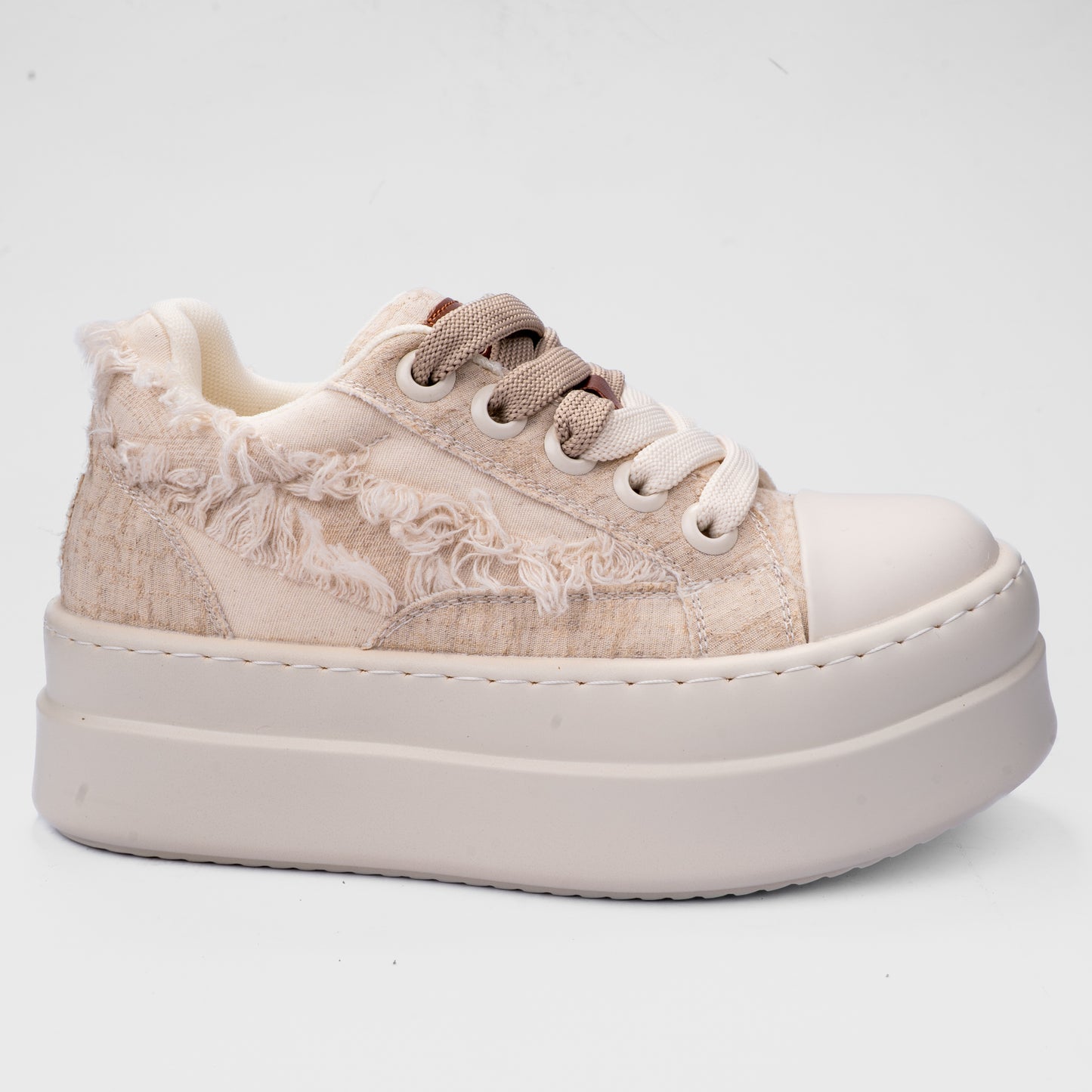 Distressed Canvas Platform Sneakers