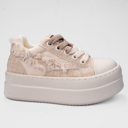 Distressed Canvas Platform Sneakers
