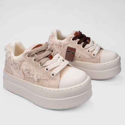 Distressed Canvas Platform Sneakers