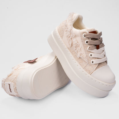 Distressed Canvas Platform Sneakers