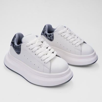 Chunky White Platform Sneakers with Textured Heel