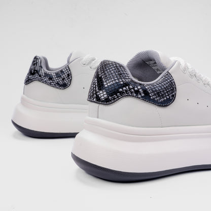 Chunky White Platform Sneakers with Textured Heel