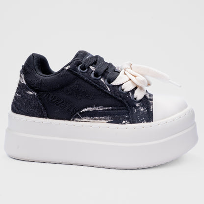 Distressed Canvas Platform Sneakers