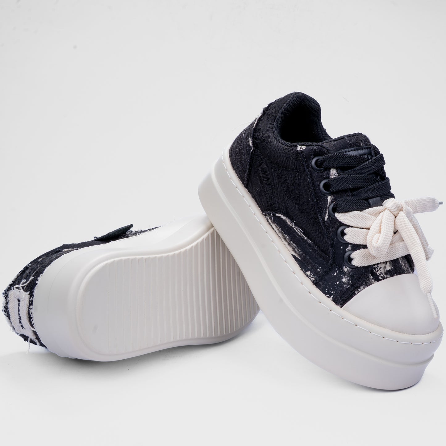 Distressed Canvas Platform Sneakers