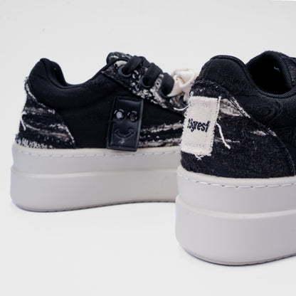 Distressed Canvas Platform Sneakers